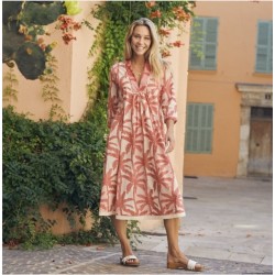 Vestido Cannes Palmeras Rosa